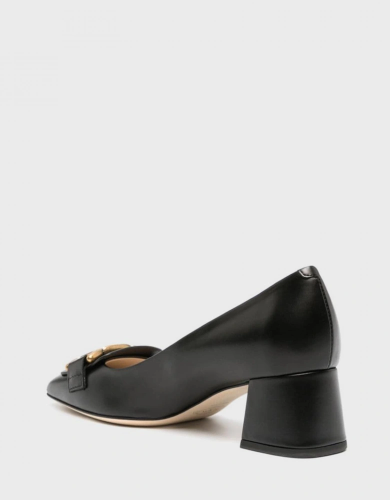 Leather Block Heel Pumps