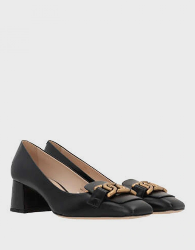 Leather Block Heel Pumps