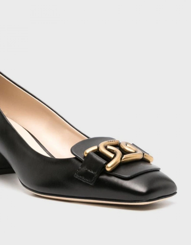 Leather Block Heel Pumps