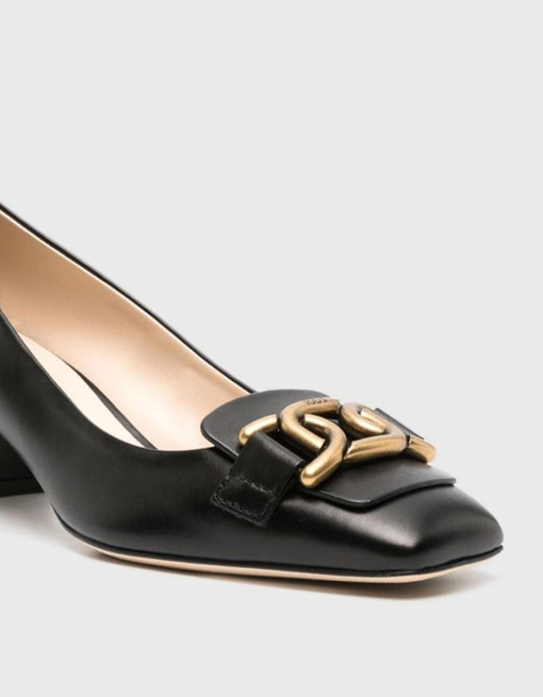 Leather Block Heel Pumps