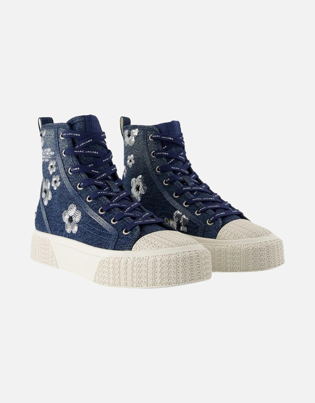 High Top Cotton Sneakers with Lace-Up Closure