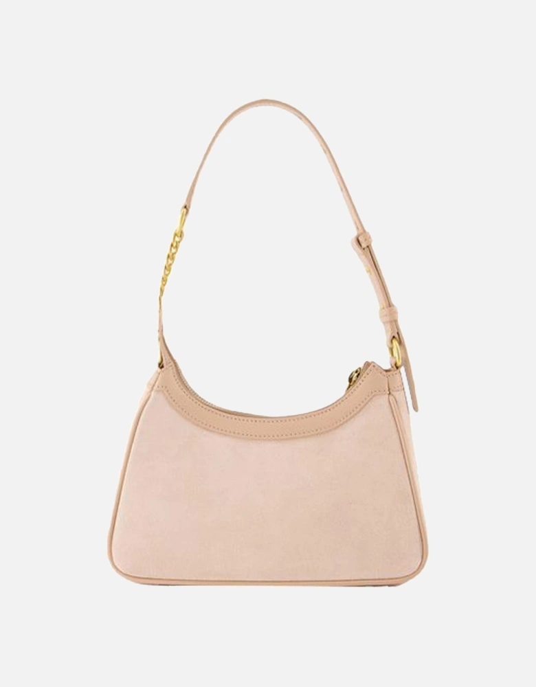 Leather Shoulder Bag with Chain Strap and Suede Interior
