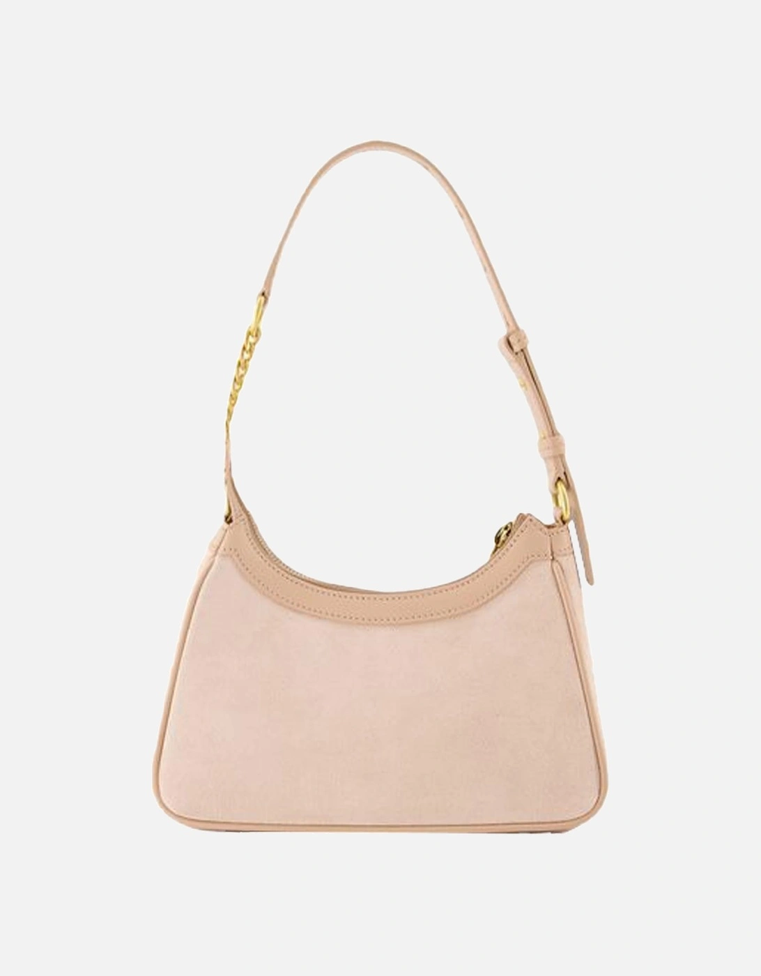 Leather Shoulder Bag with Chain Strap and Suede Interior