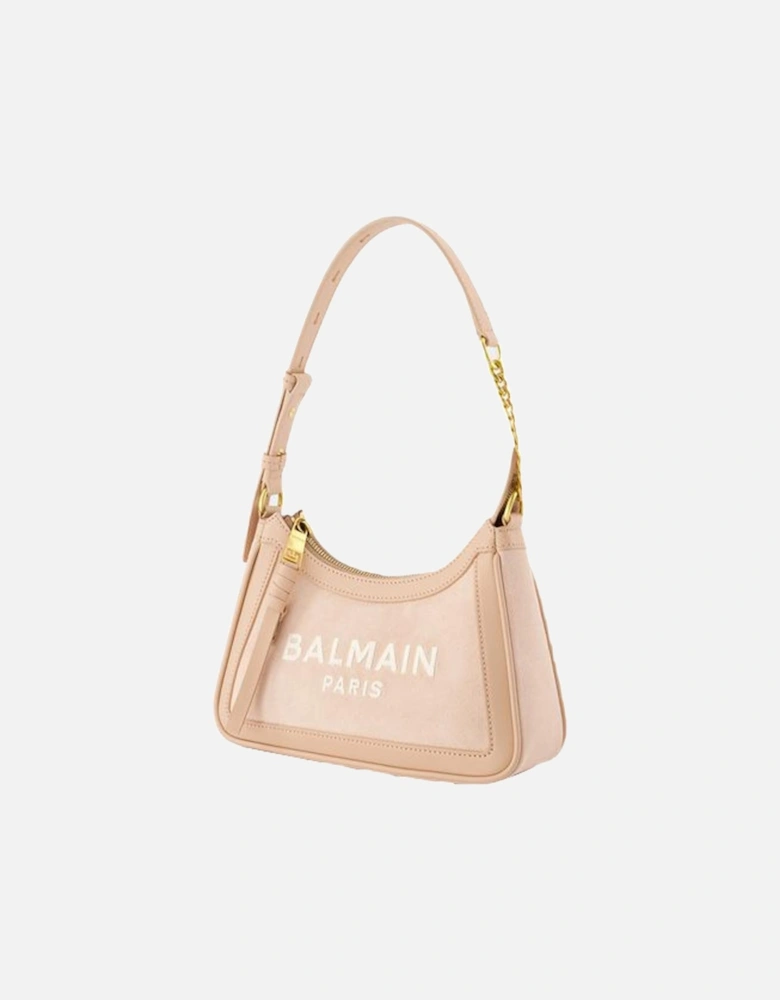 Leather Shoulder Bag with Chain Strap and Suede Interior