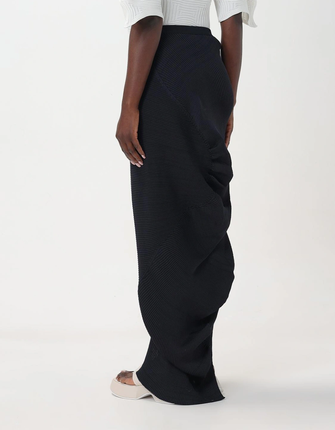 Asymmetrical Pleated Midi Skirt