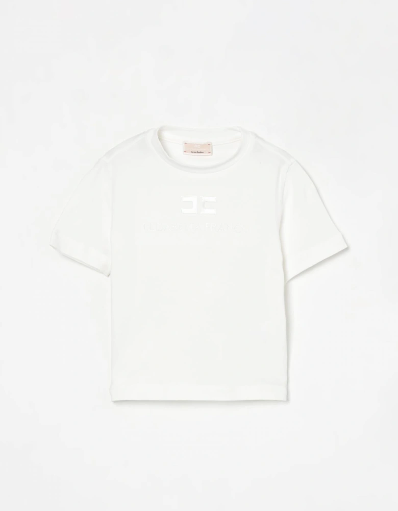 Cropped Cotton Logo Tee