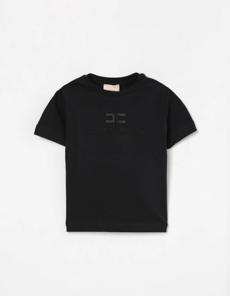 Cropped Cotton Logo Tee
