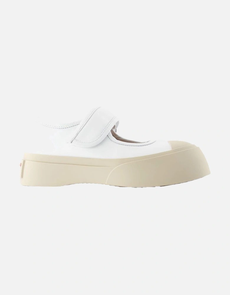 Calfskin Leather Mary Jane Strap Sneakers