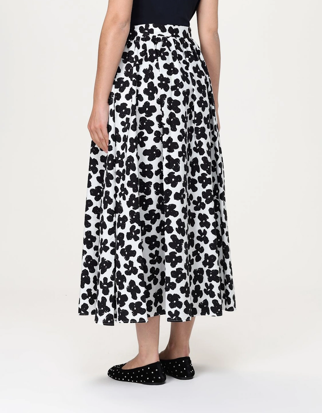 Floral Print Pleated Midi Skirt