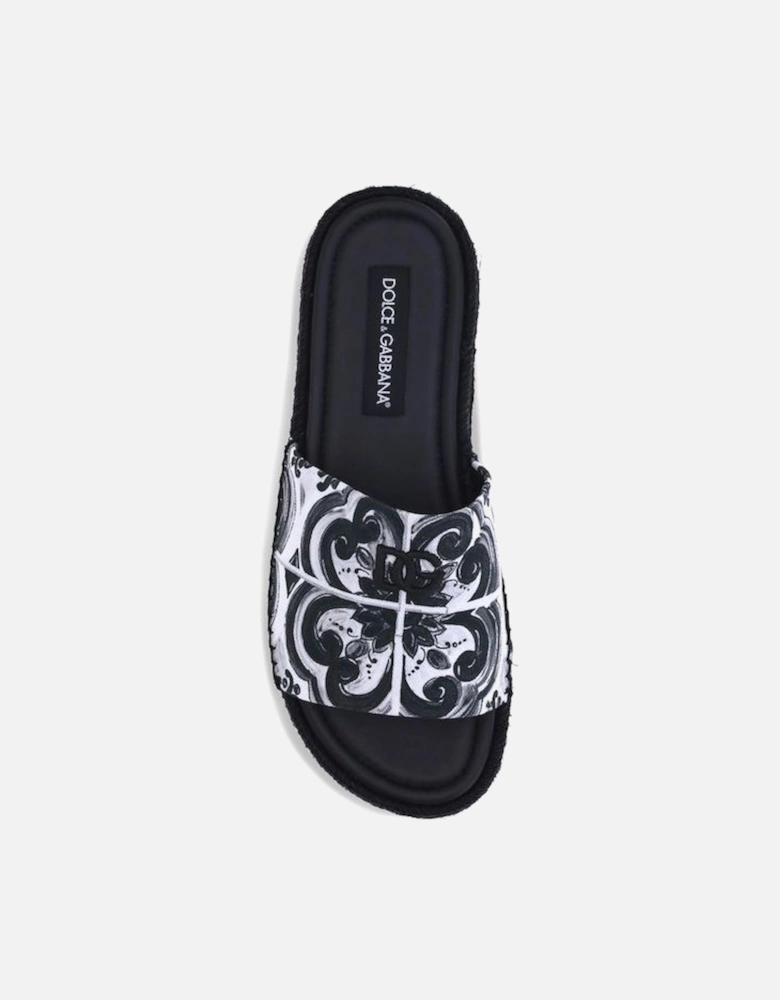 Printed Espadrille Slide Sandals