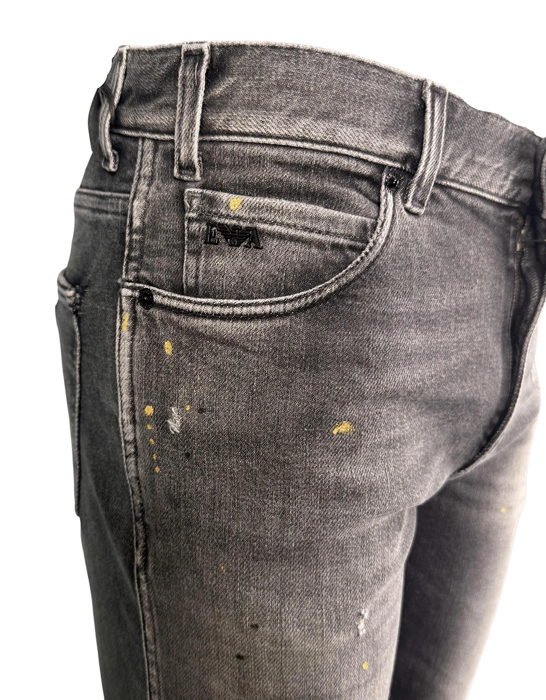 J16 Slim-Cut Stonewashed Jeans in Black Grey