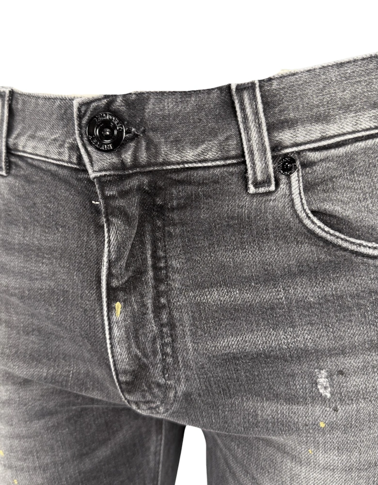 J16 Slim-Cut Stonewashed Jeans in Black Grey