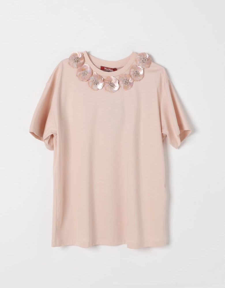 Sequined Floral Neck TShirt