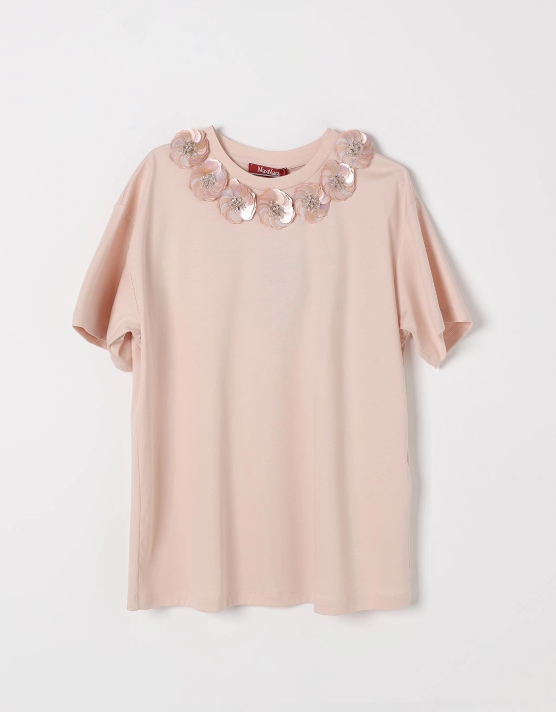 Sequined Floral Neck TShirt