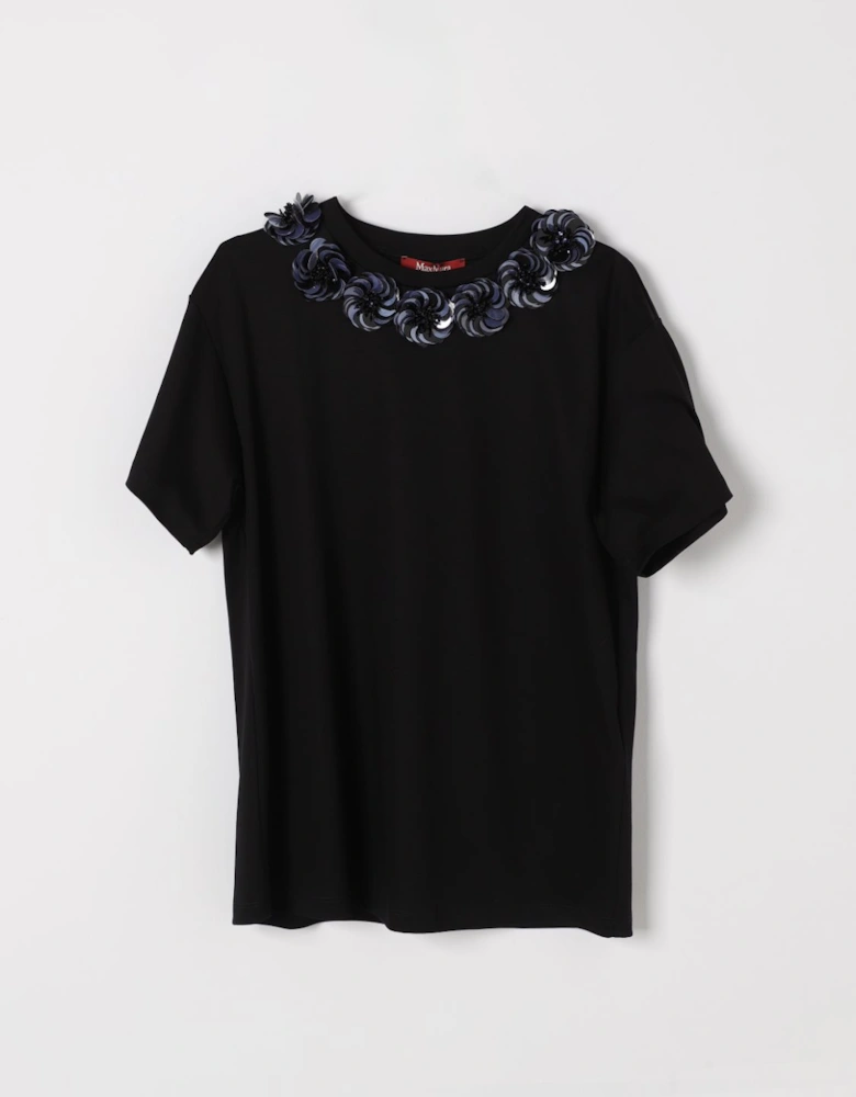 Sequined Floral Neck TShirt