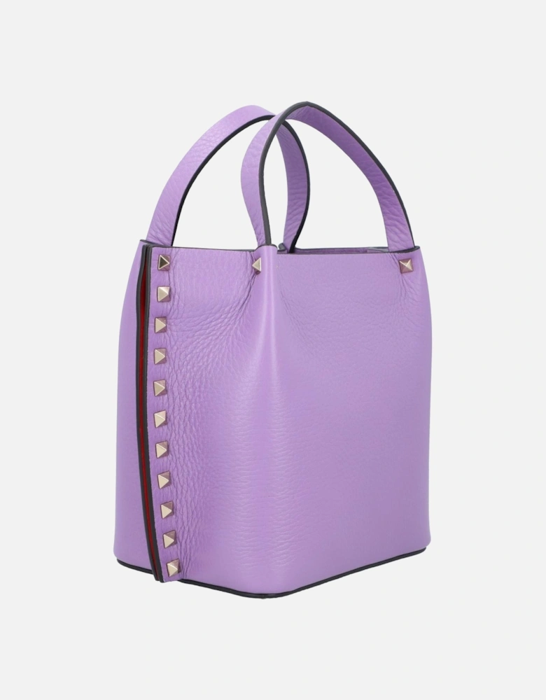 Rockstud-Embellished Calf Leather Tote Bag