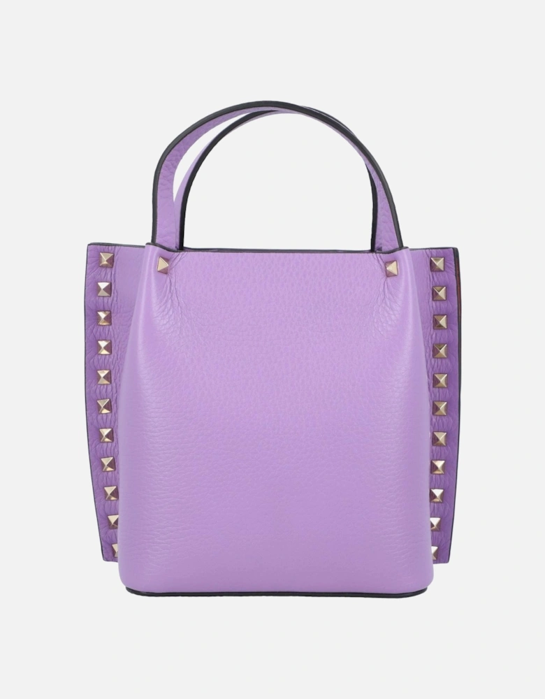 Rockstud-Embellished Calf Leather Tote Bag