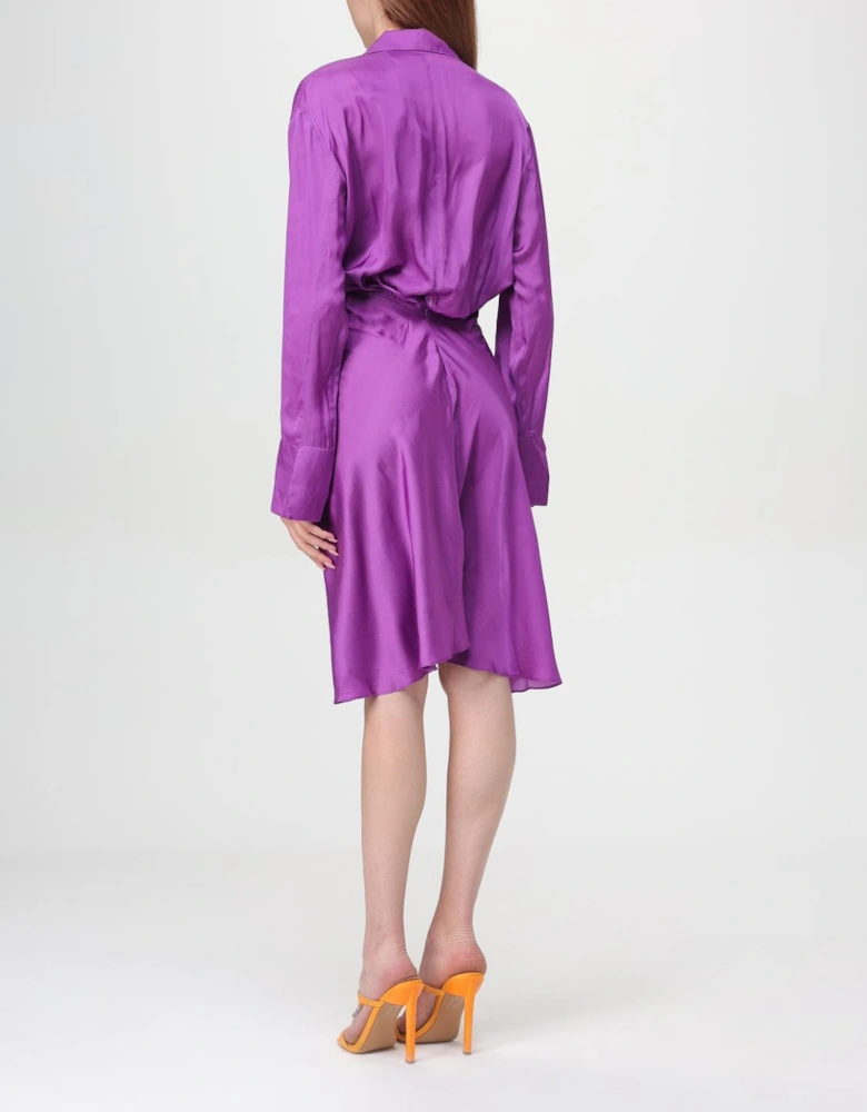 Silk Mini Dress Knotted Waist