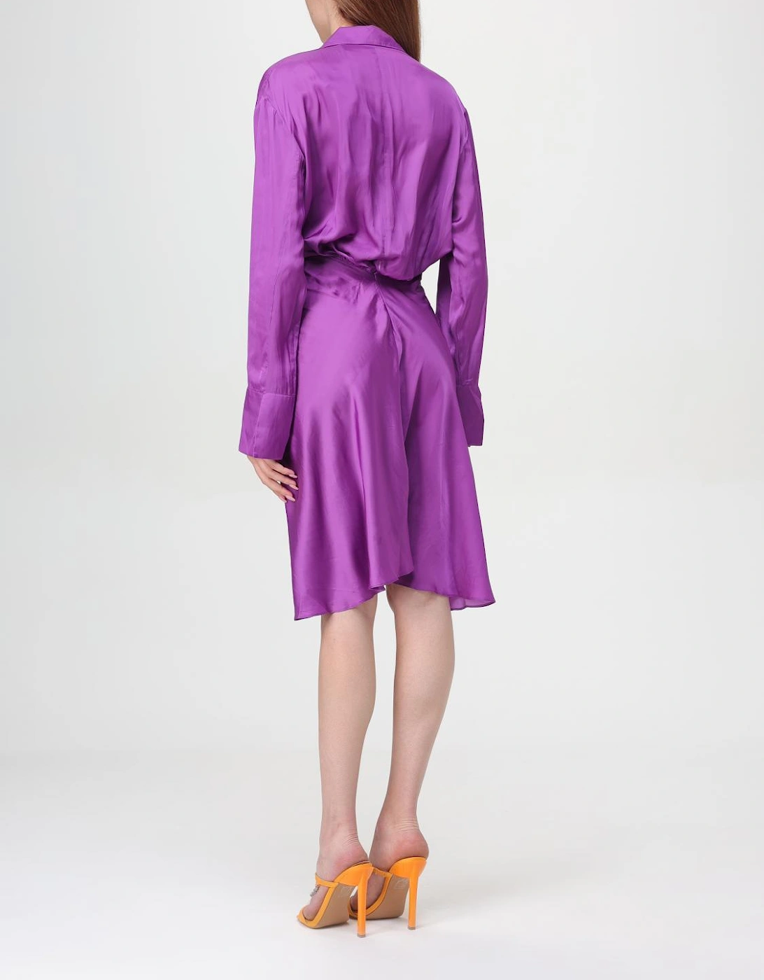 Silk Mini Dress Knotted Waist