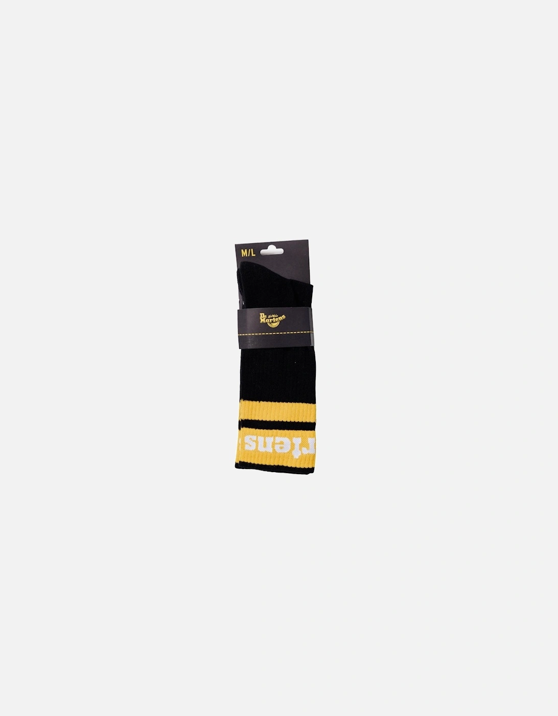 Dr. Martens Men's Crew Socks Black with Yellow Stripes, 4 of 3