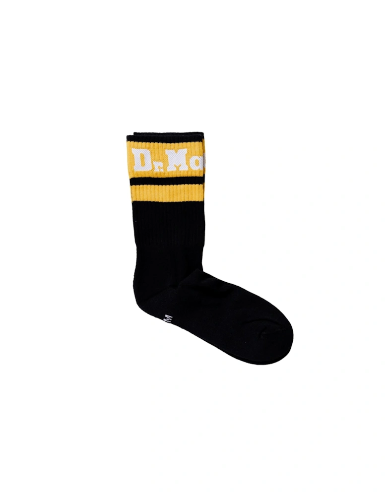 Dr. Martens Men's Crew Socks Black with Yellow Stripes