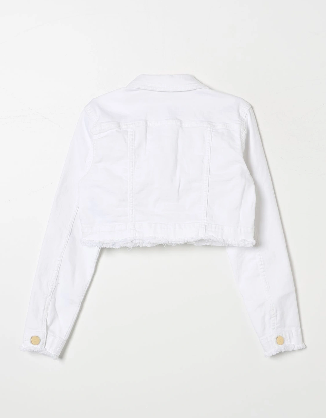 Cropped Denim Jacket Frayed Hem