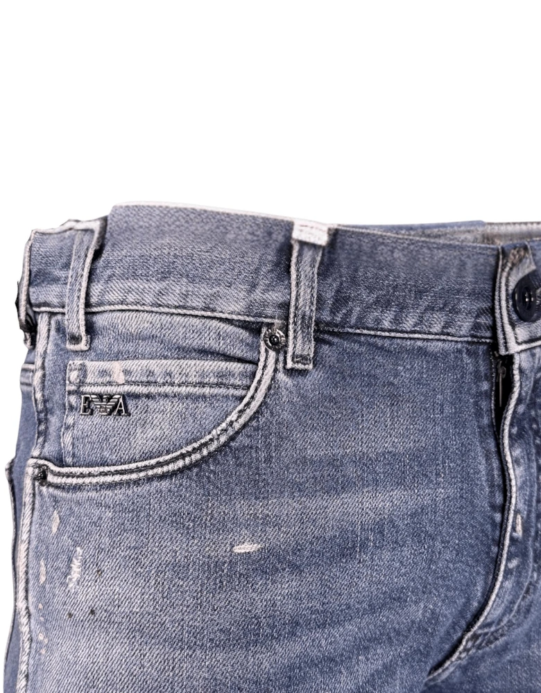 J16 Slim-Cut Stonewashed Jeans in Blue