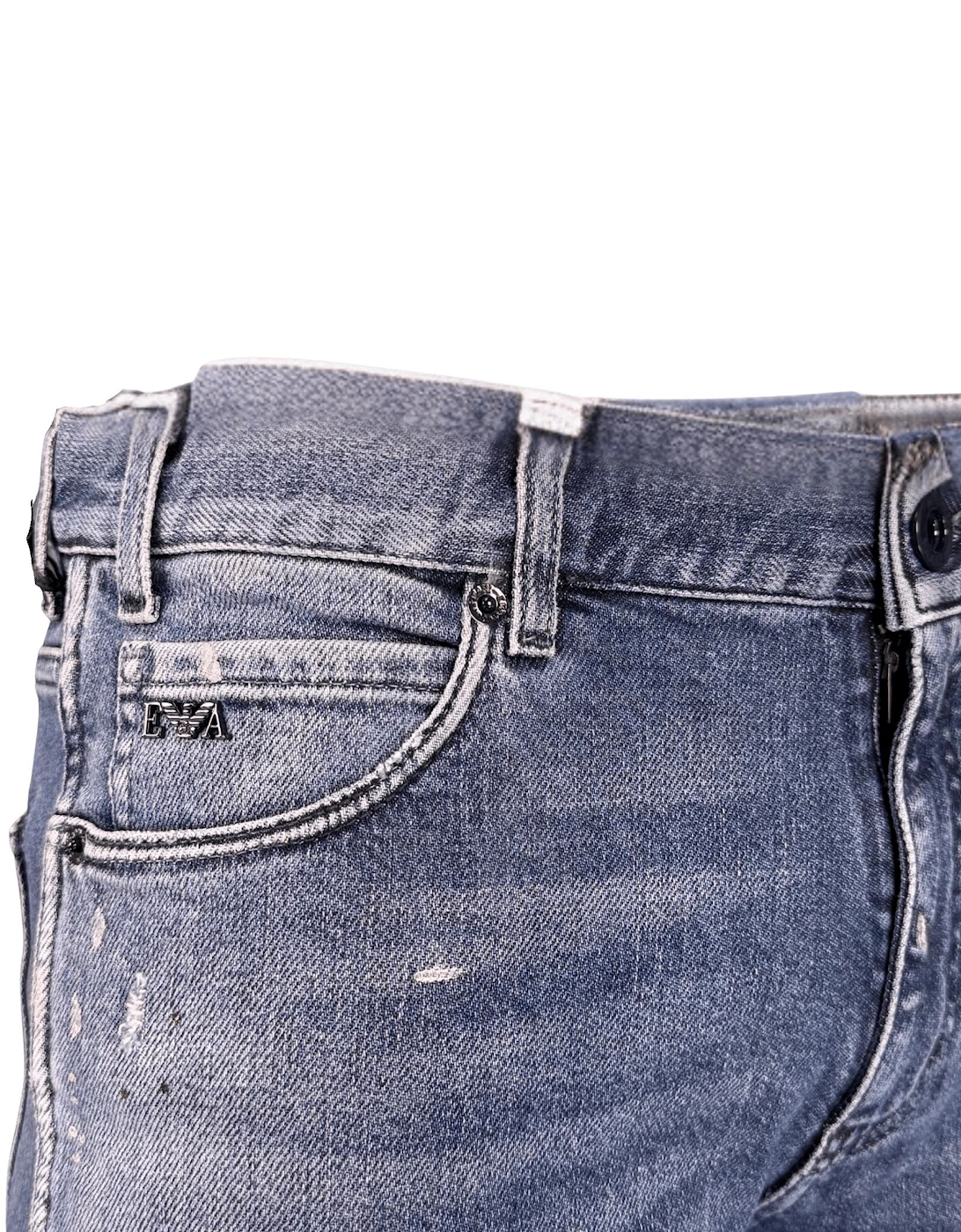 J16 Slim-Cut Stonewashed Jeans in Blue