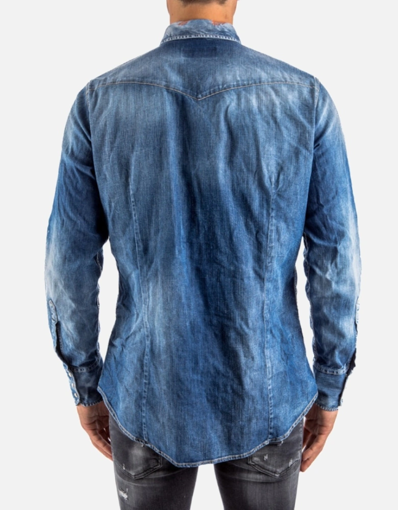 Classic Western Shirt Blue Denim Shirt