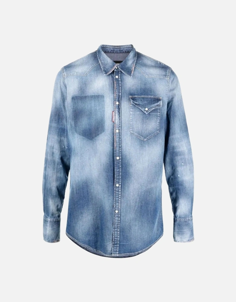 Classic Western Shirt Blue Denim Shirt