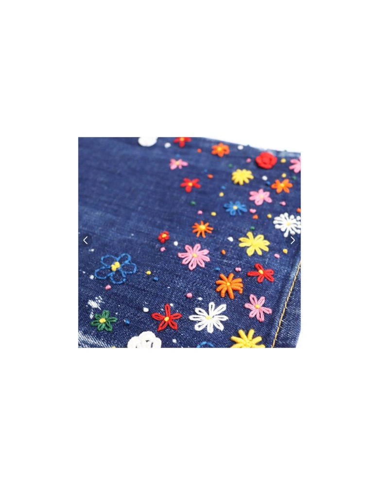 Roadie Jean Floral Pattern Blue Jeans
