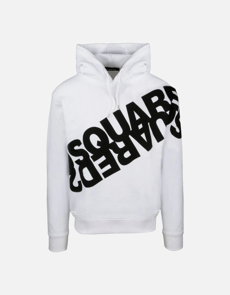 Large Diagonal Mirrored Logo White Hoodie