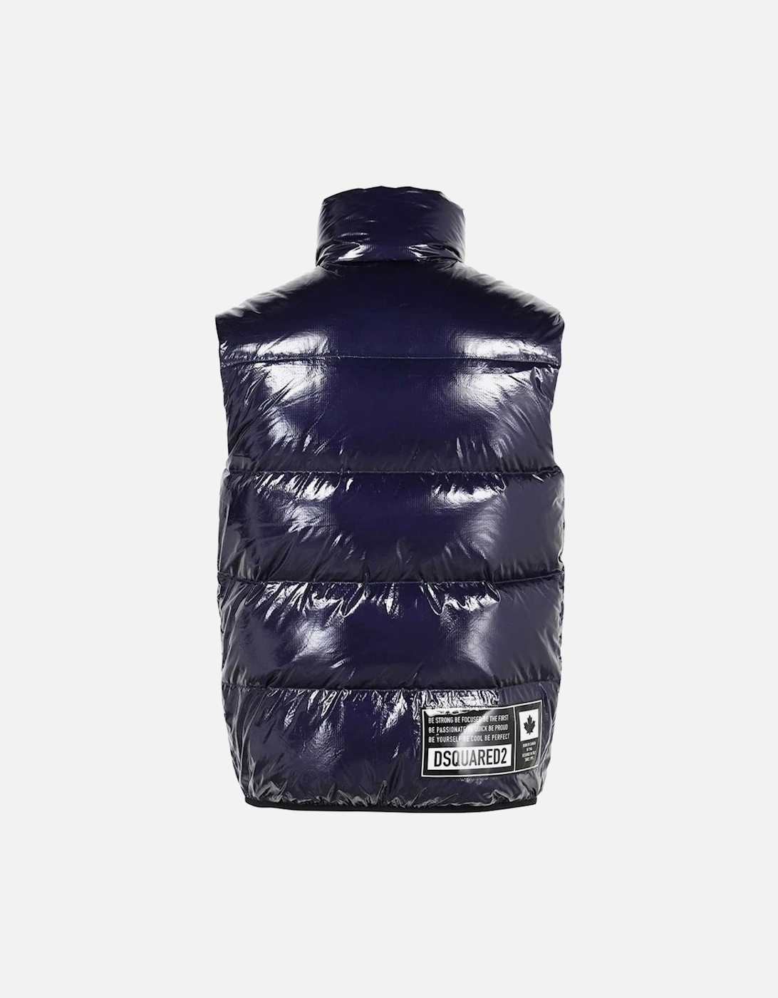 Down Filled  Shiny Navy Blue Gilet Jacket