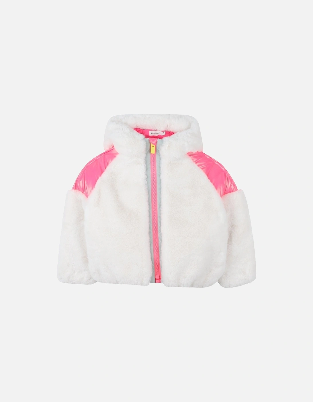 Girls Off White Faux Fur Coat, 4 of 3