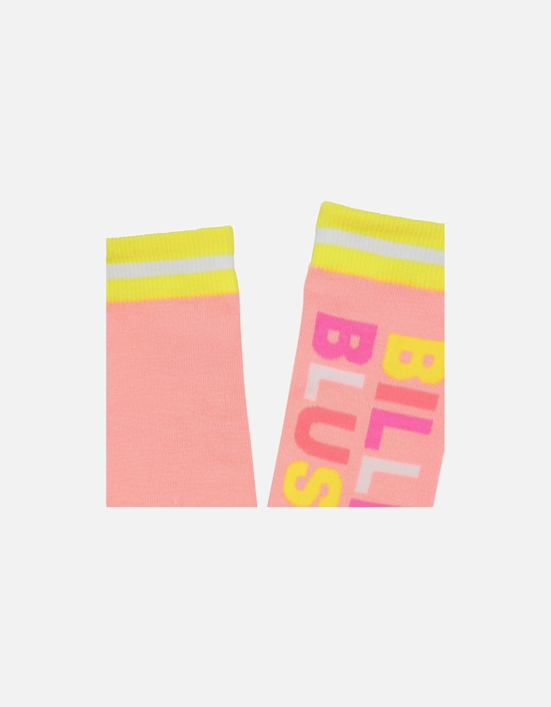 Girls Peach Logo Knee Socks