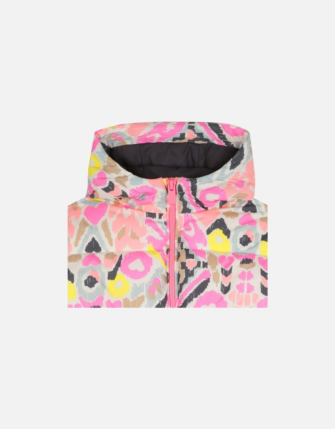 Girls Pink Multicoloured Puffer Coat