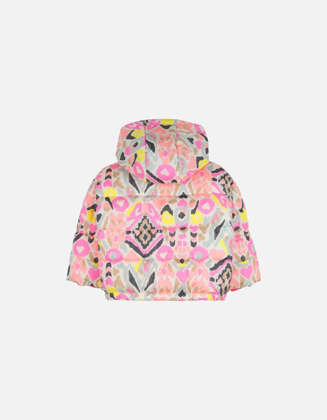 Girls Pink Multicoloured Puffer Coat