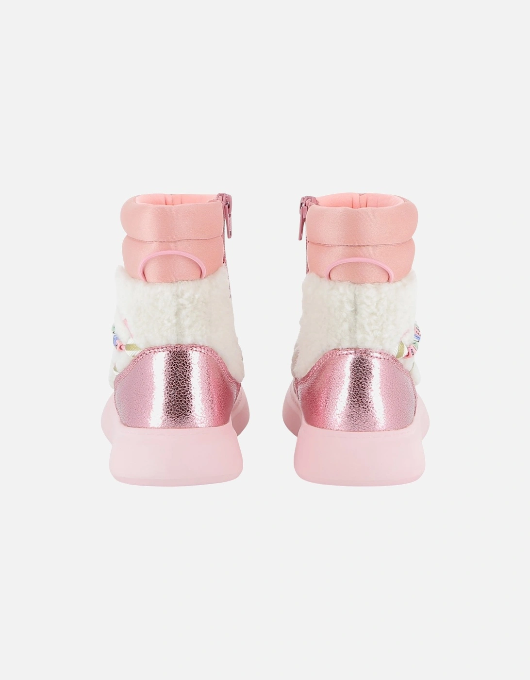 Girls Pink Boucle Snow Boots
