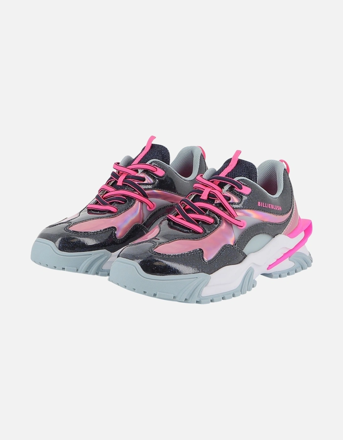 Girls Navy and Pink Sport Trainers, 6 of 5