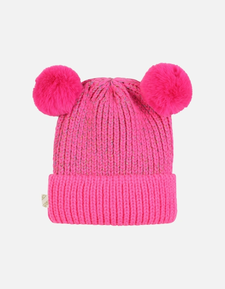 Girls Fuchsia Pink Knit Hat