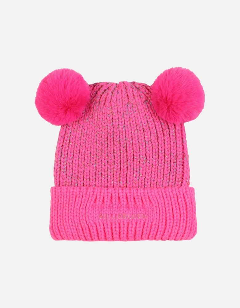 Girls Fuchsia Pink Knit Hat