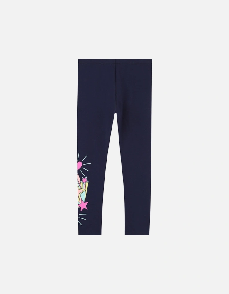 Girls Navy Cotton Leggings