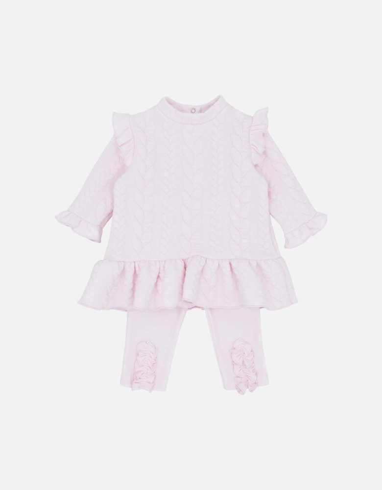 Girls Pale Pink Cable Legging Set