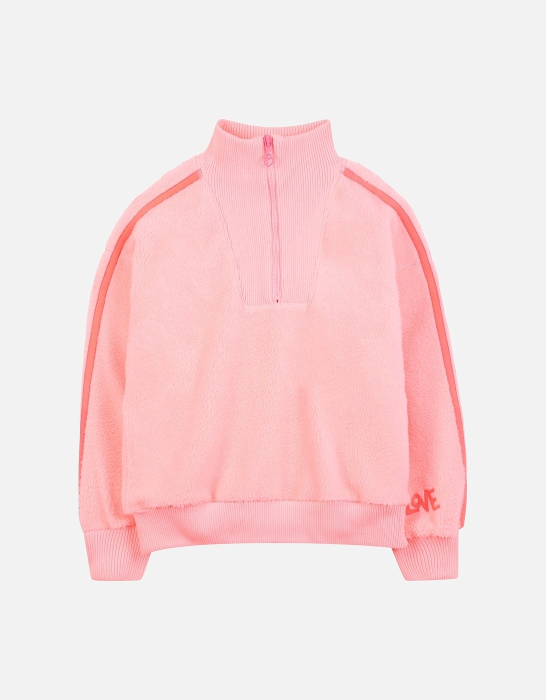 Girls Peach Boucle Quarter Zip Sweatshirt, 4 of 3