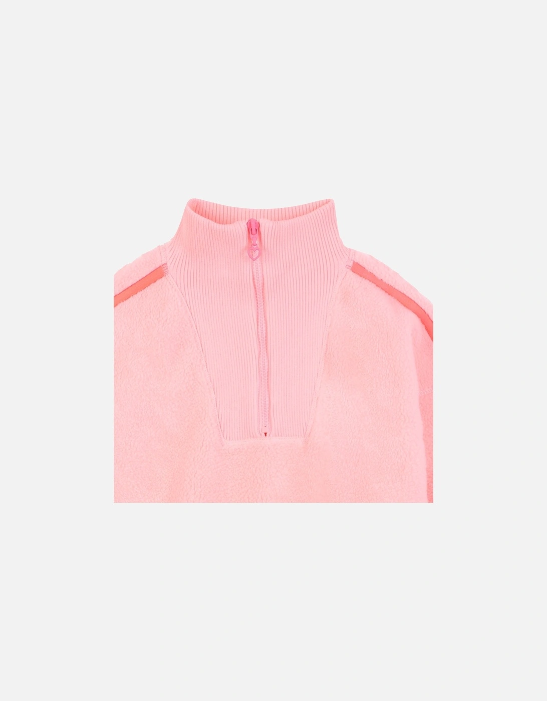 Girls Peach Boucle Quarter Zip Sweatshirt