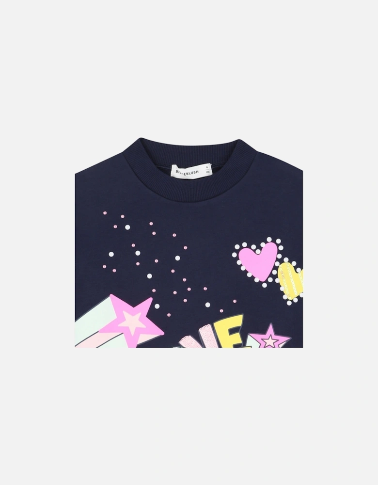 Girls Navy Multicoloured Sweatshirt