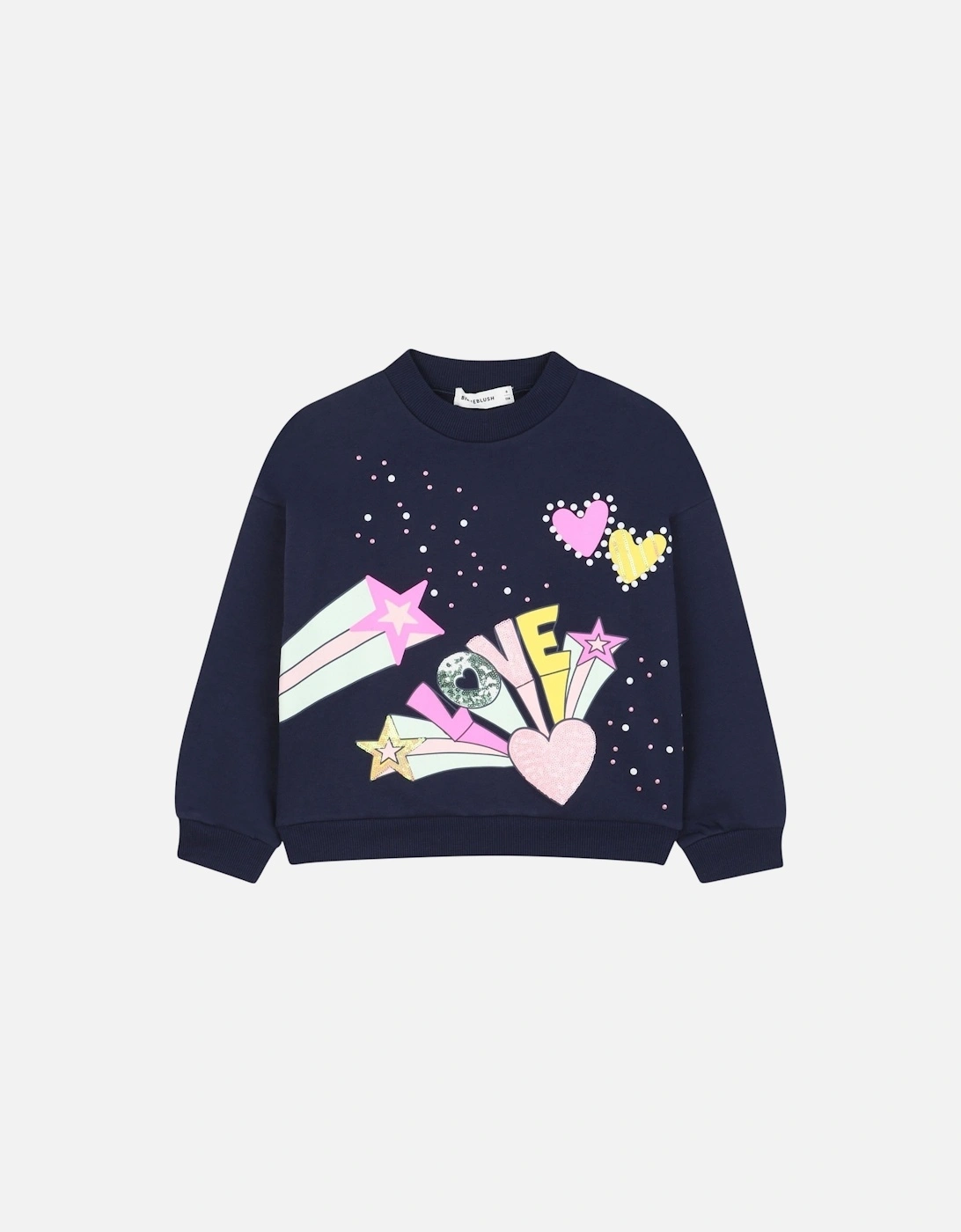 Girls Navy Multicoloured Sweatshirt, 4 of 3