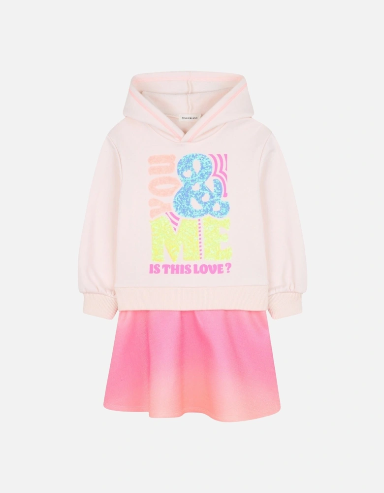 Girls Pink Hooded Sweat Dress
