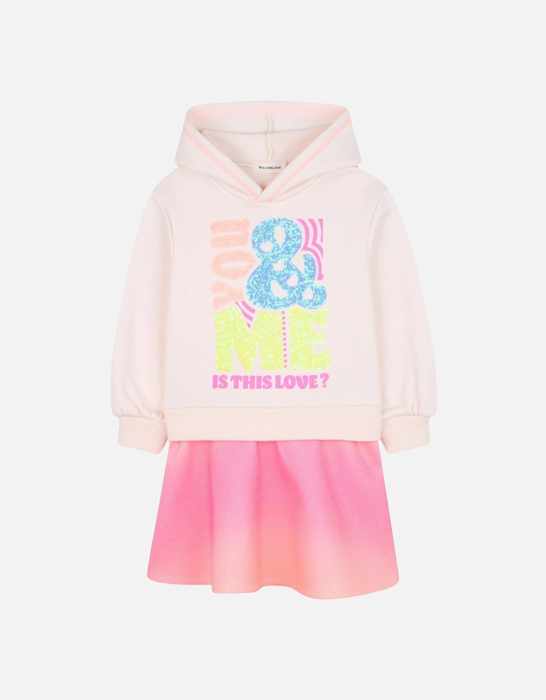 Girls Pink Hooded Sweat Dress, 4 of 3