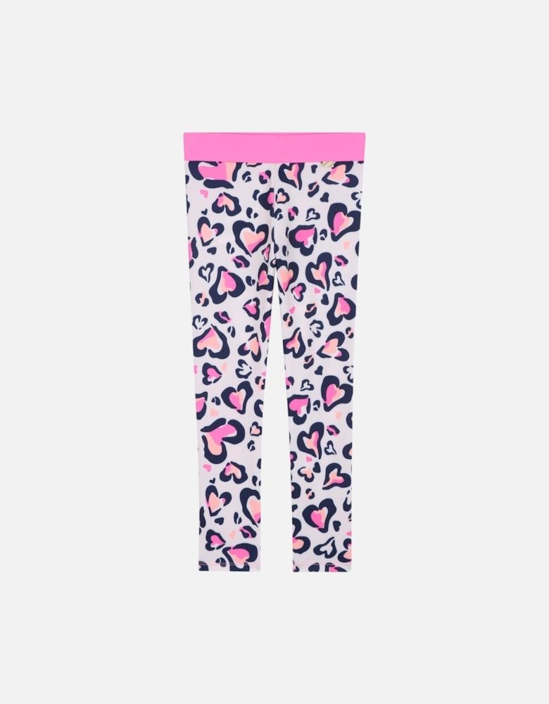 Girls Pink Heart Active Leggings
